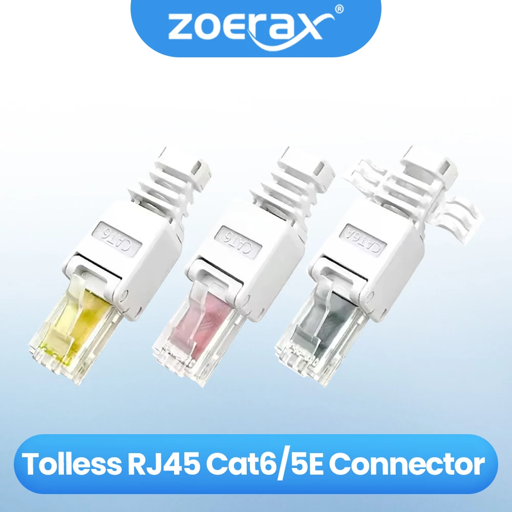 

ZoeRax 2PCS Tool Free RJ45 Connector for UTP CAT6A/CAT6/CAT5E, No Crimper Internet RJ 45 for 23awg-26awg, Toolless LAN Cord Ends