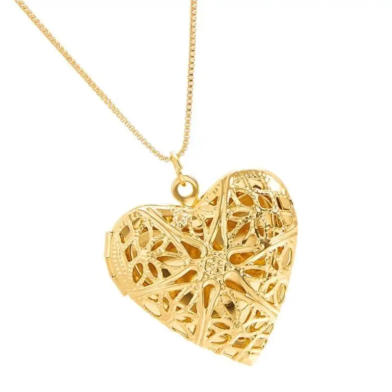 652F Sentimental Heart Photo Locket Necklace Engraved Detailing Perfect Gifts