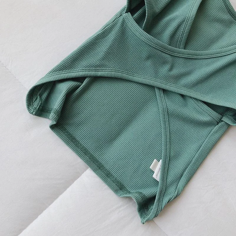 Summer Women's Slim Fit Tank Top Elastic Thread Strap Vest Big Size Outerwear Ins Style Backless Base Layer Shirt