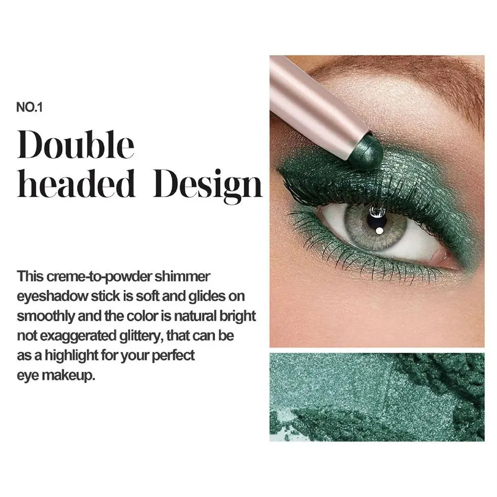 Double-head Eyeshadow Stick Diamond Shimmer Highlighter Pencils Ultra Pigmented Longlasting Cream Eye Shadow Sponge Pen