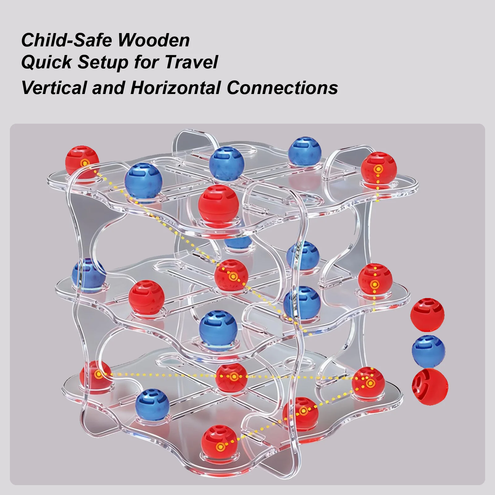 

Strategy Board Games For Adults Educational Battle Toys 3D Connect 3 Ball Game For Over 4 Years Old Boy Girl Adult Youth Friend