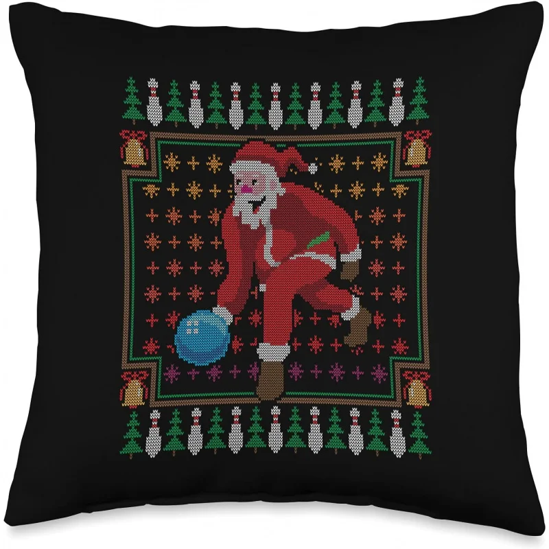 Christmas Joyful Gift - Santa Claus Bowling Square Pillow Cover