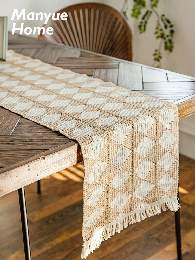 

Скандинавская ретро-дорожка на стол из хлопка и льна, термостойкая, тканая, для декора вечеринок, длинная полоса-скатерть