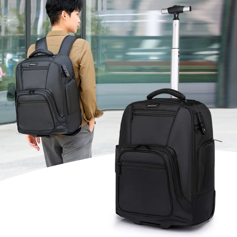 

Men Travel trolley Backpack Bag Trolley bags With wheels wheeled Backpack Oxford Business bag Suitcase Laptop Rolling Luggage