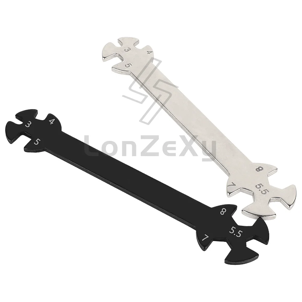 RC Multifunktions-Spannschloss-Schlüssel 3/4/5/5,5/7/8mm Metall-Einstellwerkzeug für 1/10 RC Crawler Offroad-Auto Wartungsteile 18,5g