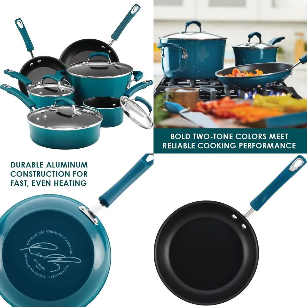 

Rachael Ray 10-Piece Marine Blue Nonstick Cookware Set