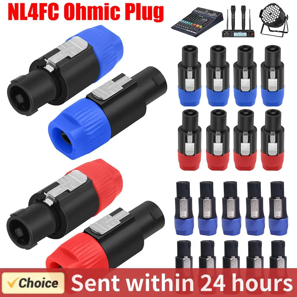 Conectores de alto-falante, 2 a 10 peças, 4 polos, 4 pinos, macho, adaptador de cabo de áudio, acessórios de entrada abs, plugue ohm para neutrik nl4fc
