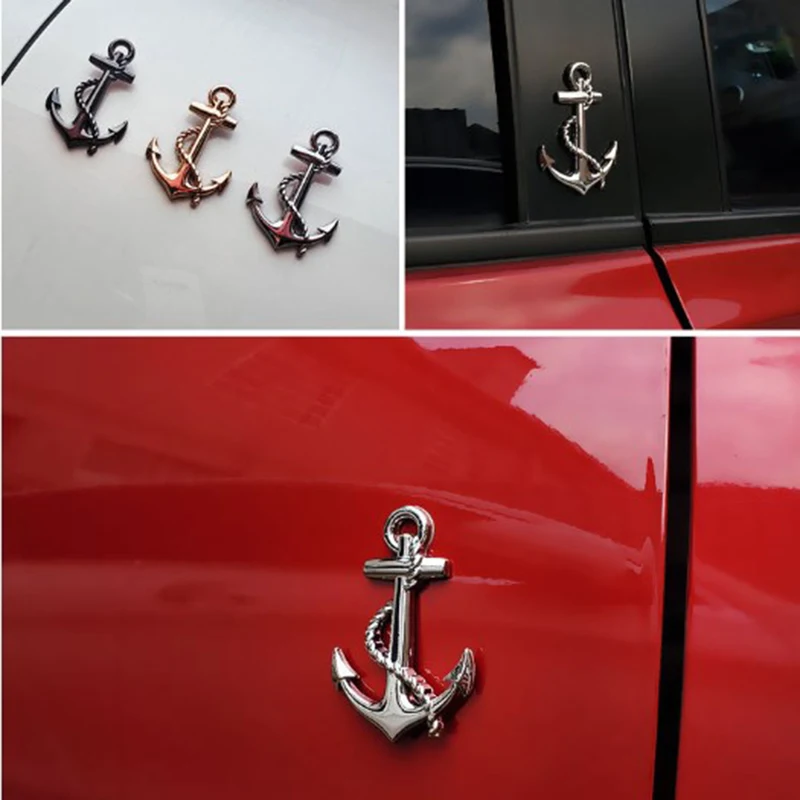 1PC Boat Anchor Hooks Navy Emblem Grill Cross Badge Pirate Ship Car Body Sticker