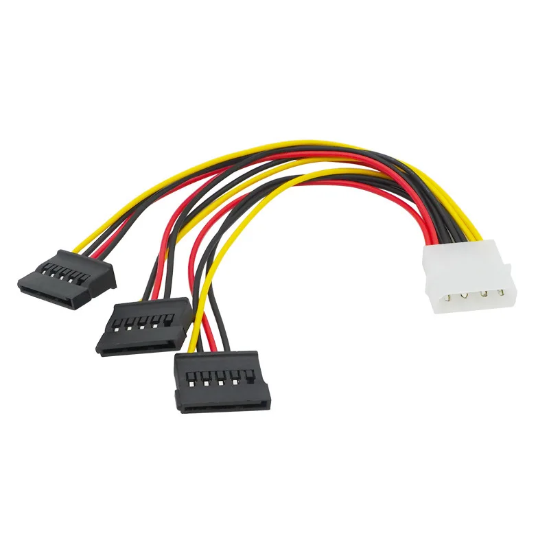 

Кабель-адаптер SATA, 10 шт., IDE 4-контактный штекер на 3 порта SATA, разветвитель, кабель питания для жесткого диска, кабель SATA, 20 см