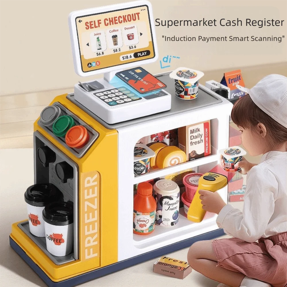 Rollenspiel Registrierkasse Spielzeug Lernspielhaus Miniatur Lebensmittelspielzeug Rechner Supermarkt Verkaufsschrank Baby Pädagogisch
