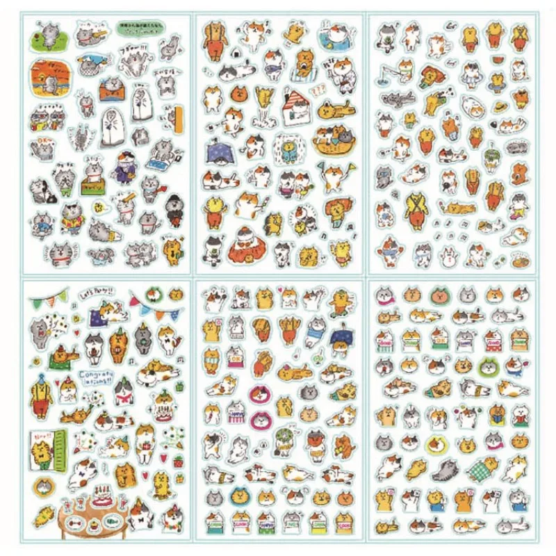 

6PCS DIY Stickers, Cartoon Cute Handbook Student Stationery Stickers Small Pattern Journal Stickers