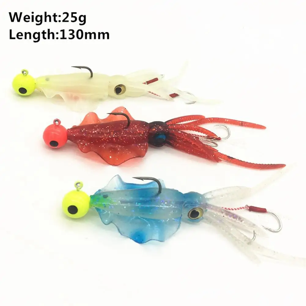 YFASHION 13cm Silicone Fishing Soft Lure Simulation Luminous Octopus Squid Skirt Sea Fishing Wobbler False Bait