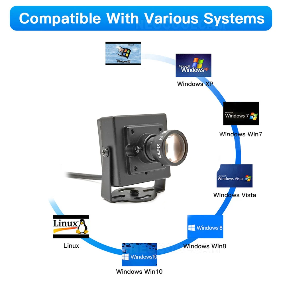 NEOCoolcam-Mini Metal USB Webcam, 5MP, 25mm, 35mm, Distância Focal Longa, 30fps, 2K, UVC, OTG, Câmera de Vídeo PC, Plug and Play