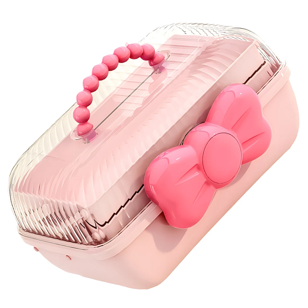 

Jewelry Storage Box Hair Accessories Organizer for Girls Pink Portable Bow Decor Clips Container Lightweight Travel
