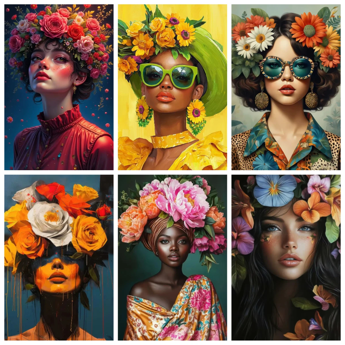 

Woman with Colorful Flower 500/1000/1200/2000PCS Jigsaw Puzzles Family Activity Games for Gameroom Bedroom Home Decor Gift