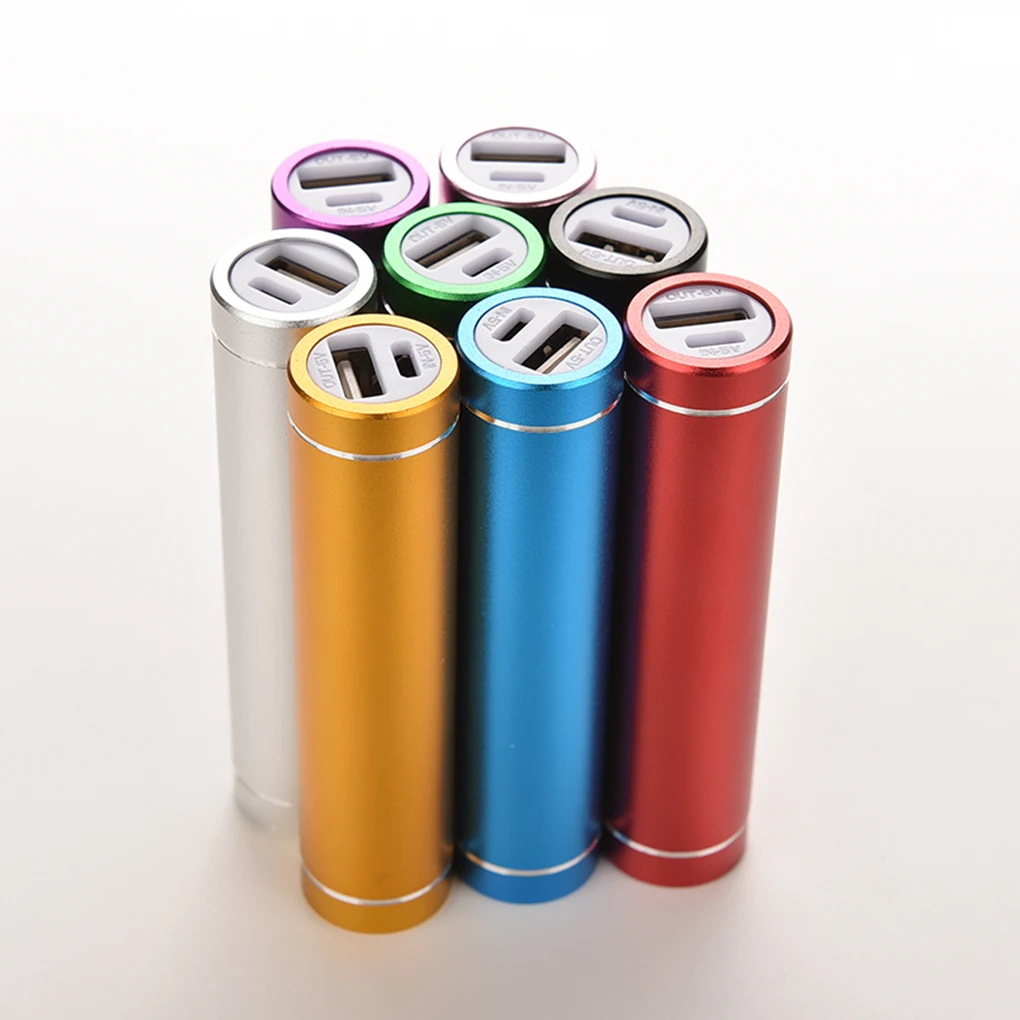 Mini-Batteriebank, Power-Rückseite, Aluminium, zylindrisch, für Mobiltelefone, 18650, Batterie-Backup-Ladegerät, USB-DIY-Box, Batterie-Aufbewahrungskoffer