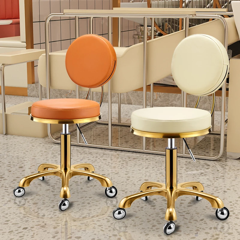 

Beauty Barber Backrest Stool Beauty Salon Furniture Dining Chair Dressing Cafe Dentist Bar Chairs Spa Tattoo Round Stools