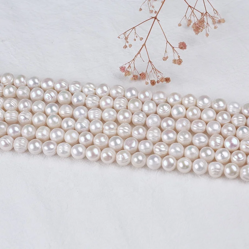 Wholesale 11-12/12-13/13-14mm B grade white potato natural freshwater pearl strand for Jewelry Making