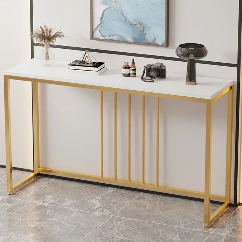 Modern Accent Console Marble Table Gold Metal Frame Storage Display Shelf Narrow Table for Hallway Entryway Living Room