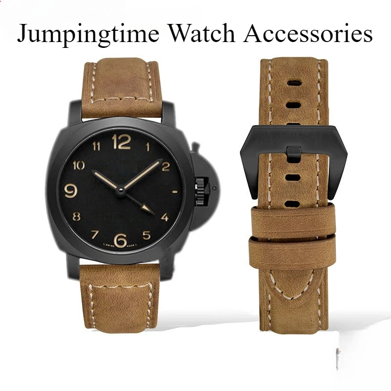 

[Handmade Customization] Suitable for Panerai PAM441 Watch Strap Frosted Crazy Horse Leather Brushed Leather Strap 22 24 26mm