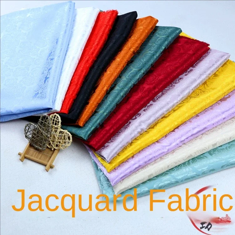 Jacquard Fabric Micro-elastic By The Meter for Sewing Clothes High-grade Cloth Cheongsam Skirt Drape Opaque Soft Plain White red