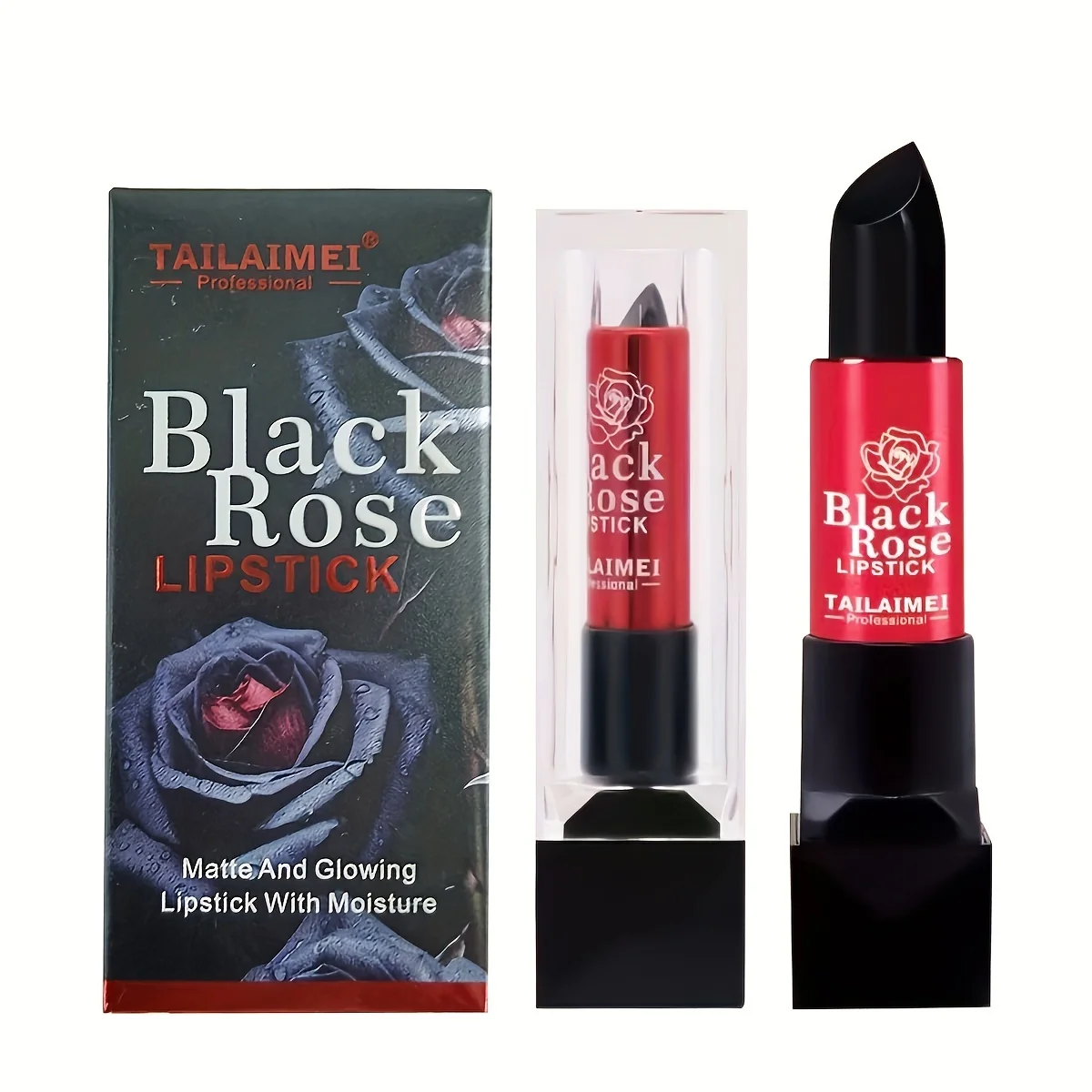 Rossetto Black Rose, lucentezza rossa opaca, tazza antiaderente a lunga durata, trucco balsamo labbra idratante