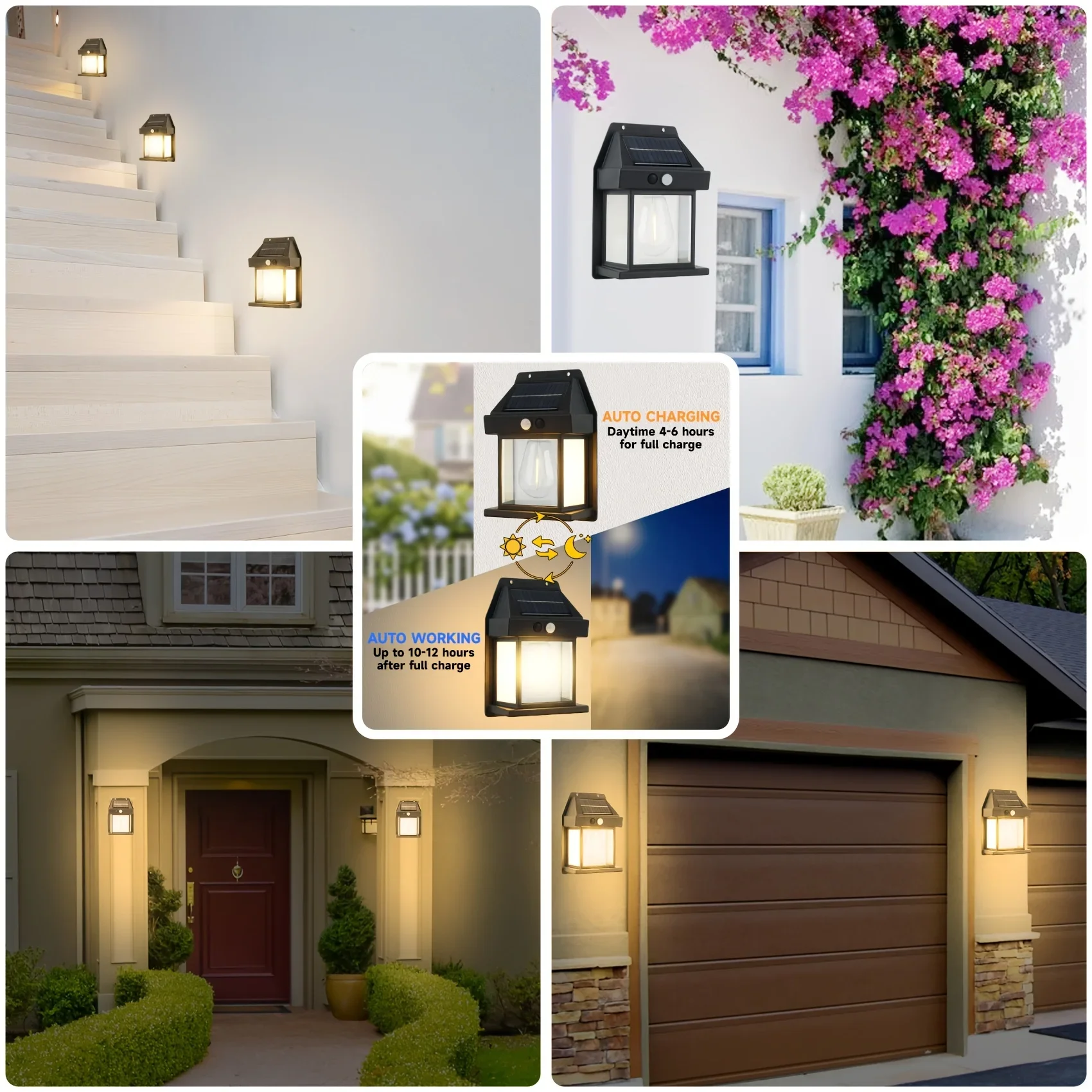 أضواء الطاقة الشمسية في الهواء الطلق، من الغسق إلى الفجر، مستشعر حركة الجدار الشمسي، 3 أوضاع إضاءة مقاومة للماء بالطاقة الشمسية #2