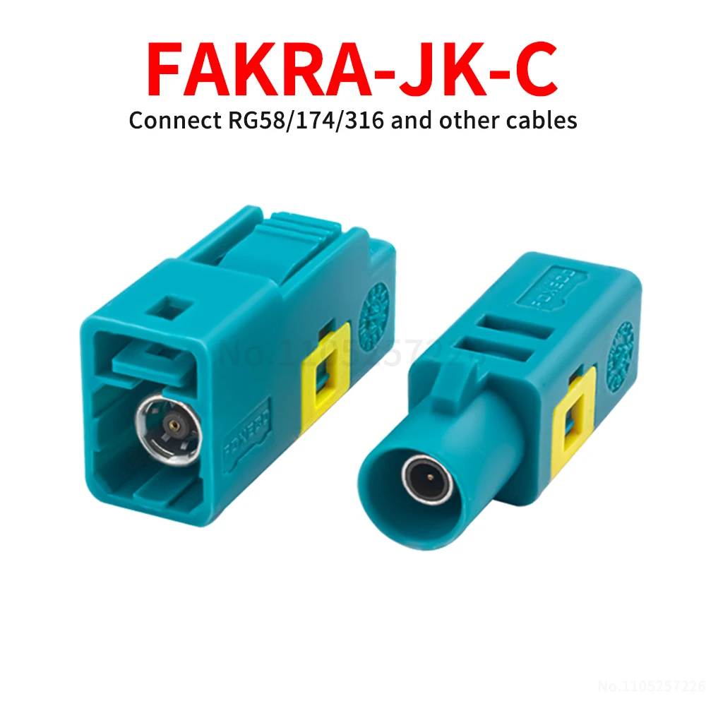 Adaptador de conector Fakra para montagem por compressão/ligação por fio, conector automotivo FAKRA-Z tipo macho-fêmea RG58/174/316 (1 unidade)