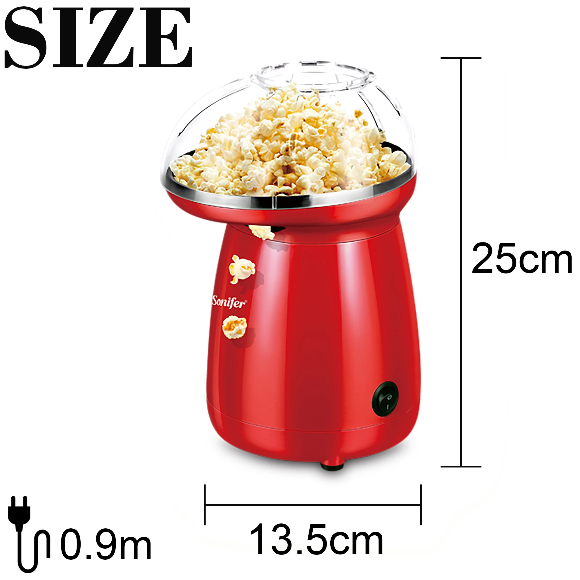 Popcorn Maker Household Healthy Hot Air Oil Free Corn Machine Popcorn For Kitchen Kids Home-made Diy Popcorn Movie Snack Sonifer