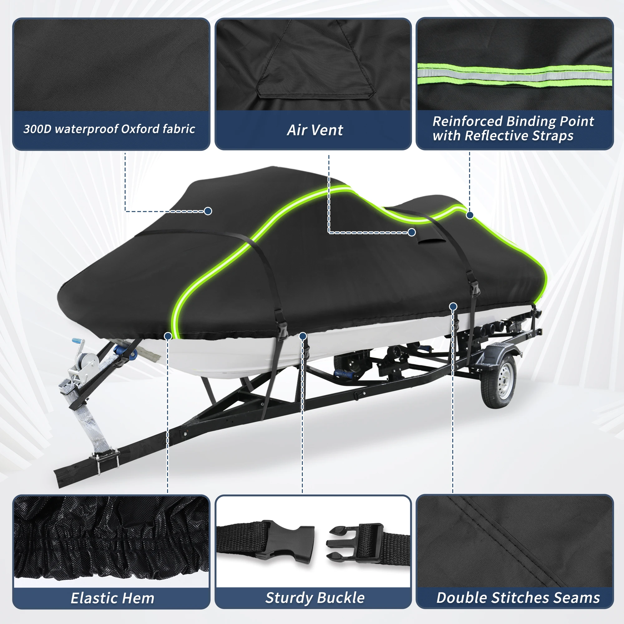 

UXCELL 300D Duty Oxford AntiUV Waterproof Trailerable PWC Cover Fit for Yamaha for SeaDoo for Kawasaki for Fits 90" or 103"-115"