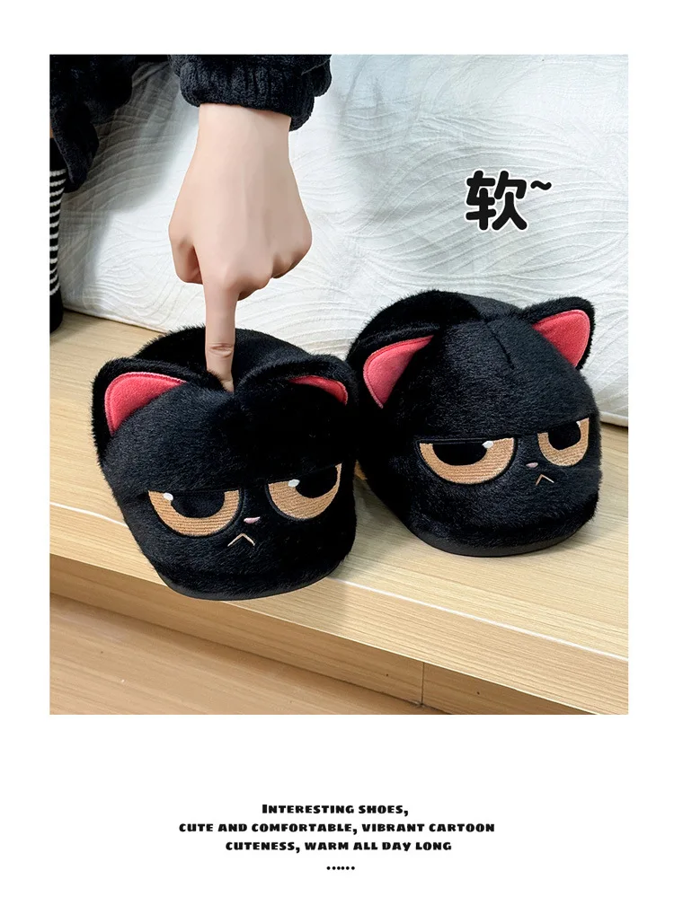 Neue lustige Kätzchen-Hausschuhe für Damen, Winter-Tier-Designer-Slides, Hausschuhe, Heim-Slipper, Damen-Big-Head-Katzen-Flipper-Bodenschuhe – Detail 15