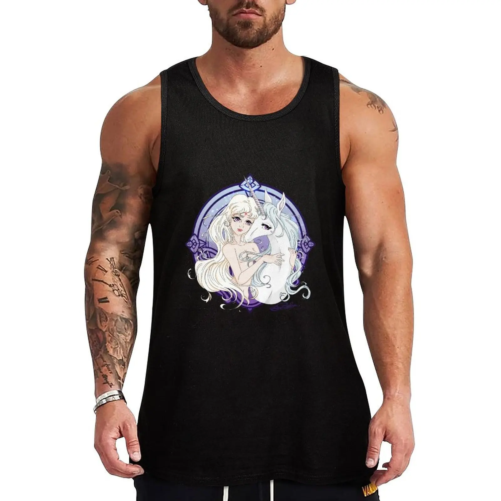 The two versions of the Unicorn Tank Top summer Men's t shirt anime Men's gym t-shirt