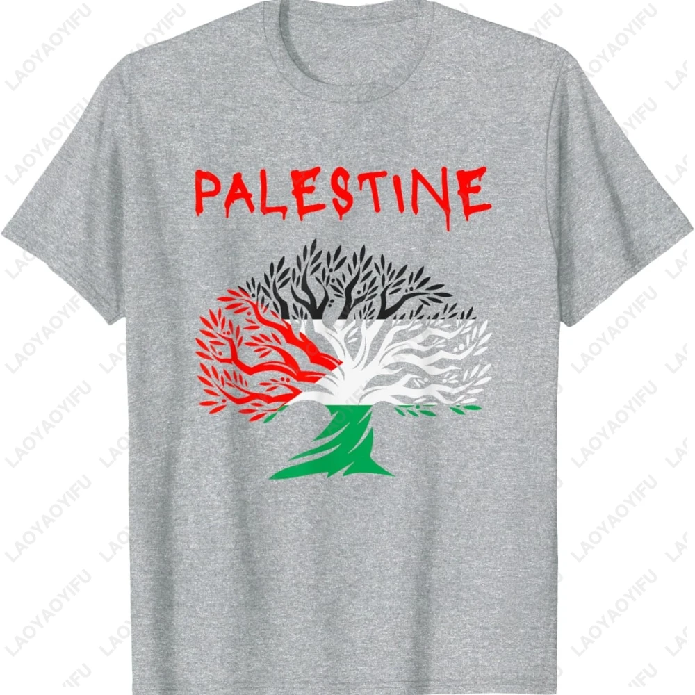 

Palestine National Flag Tree Graphic T Shirts Woman Men Cotton Tops Tshirt Street Fashion Classic Funny Palestine T-shirt