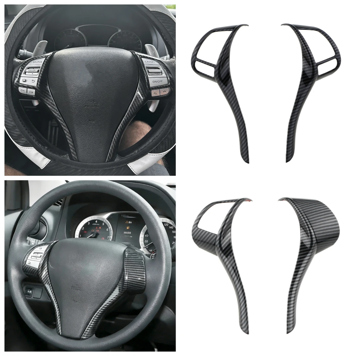Steering Wheel Panel Cover Trim Sticker Cover for Nissan Navara NP300 2015- 2023 2024 2025 Car Decoration Part Accessories
