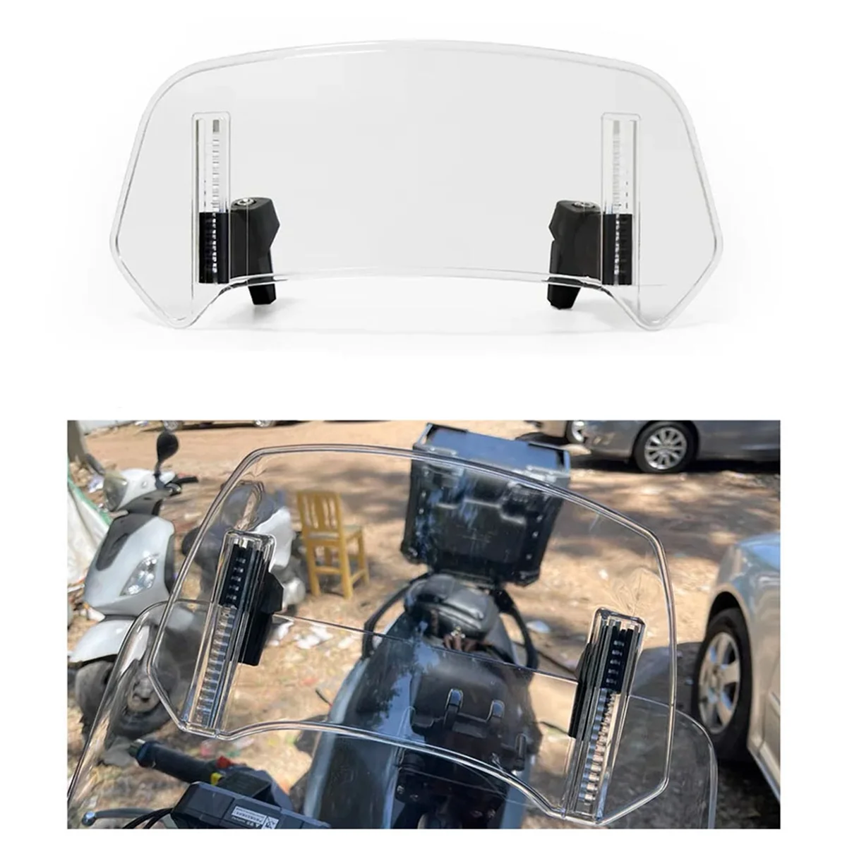 Spoiler regolabile per estensione parabrezza moto universale trasparente per BMW Kawasaki Yamaha Honda Suzuki 300x195x155MM -A74F