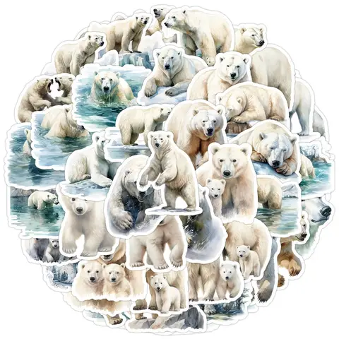 10/50Pcs Cartoon Polar Bear Stickers Pack Laptop Phone Ipad Suitcase Journal Accessories Cute Sticker DIY Journaling Materials