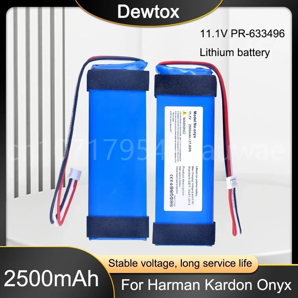 11.1V 2500mAh PR-633496 PR633496 Rechargeable Li-Polymer Battery Replacement for Harman Kardon Onyx Bluetooth Speaker