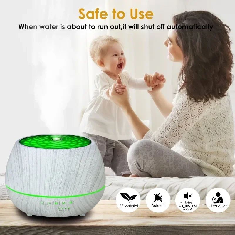 Tuya WiFi Smart 500ML Aromatherapy Essential Oil Diffuser Wood Grain Remote Control Ultrasonic Air Humidifier Cool With