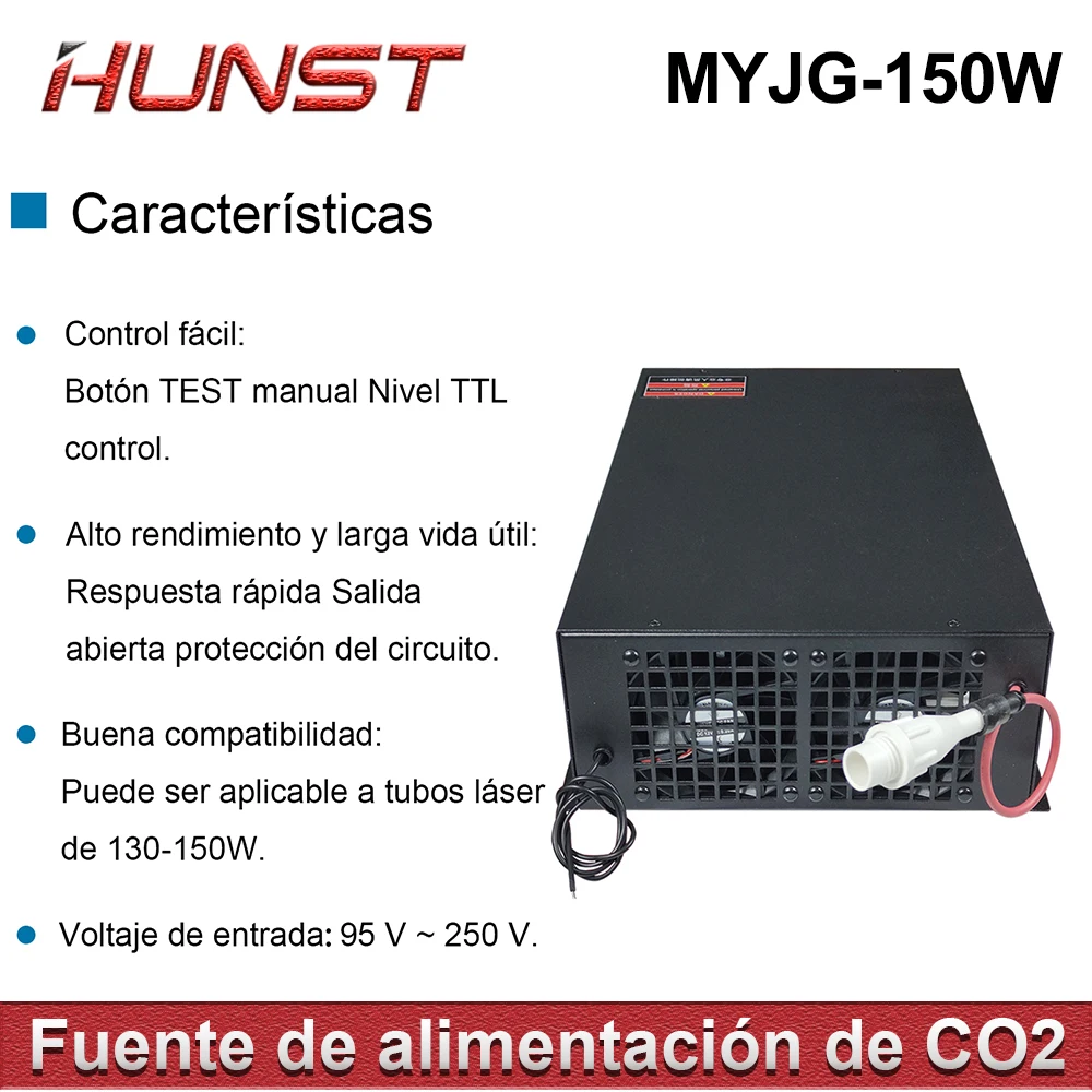 Imagem -06 - Fonte de Alimentação a Laser Co2 Hunst Myjg 150w Suporta Tensão de 95250v e é Usada para Máquinas de Gravação e Corte a Laser de 130150w.