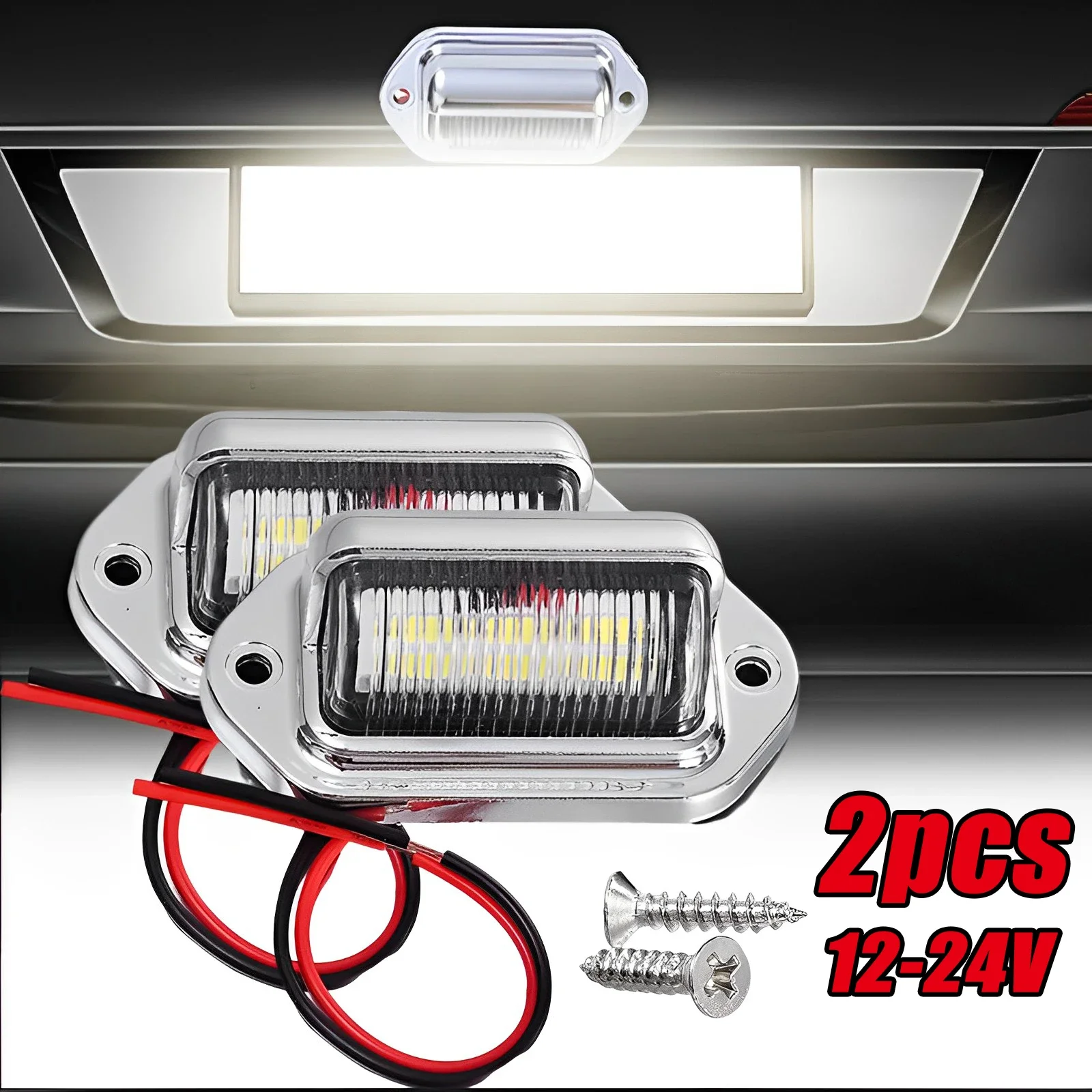 

6LED Car License Plate Light Waterproof Truck Signal Lamp White Lighting Bulbs Safety Driving Tail Lamp Car Accessories 12-24V