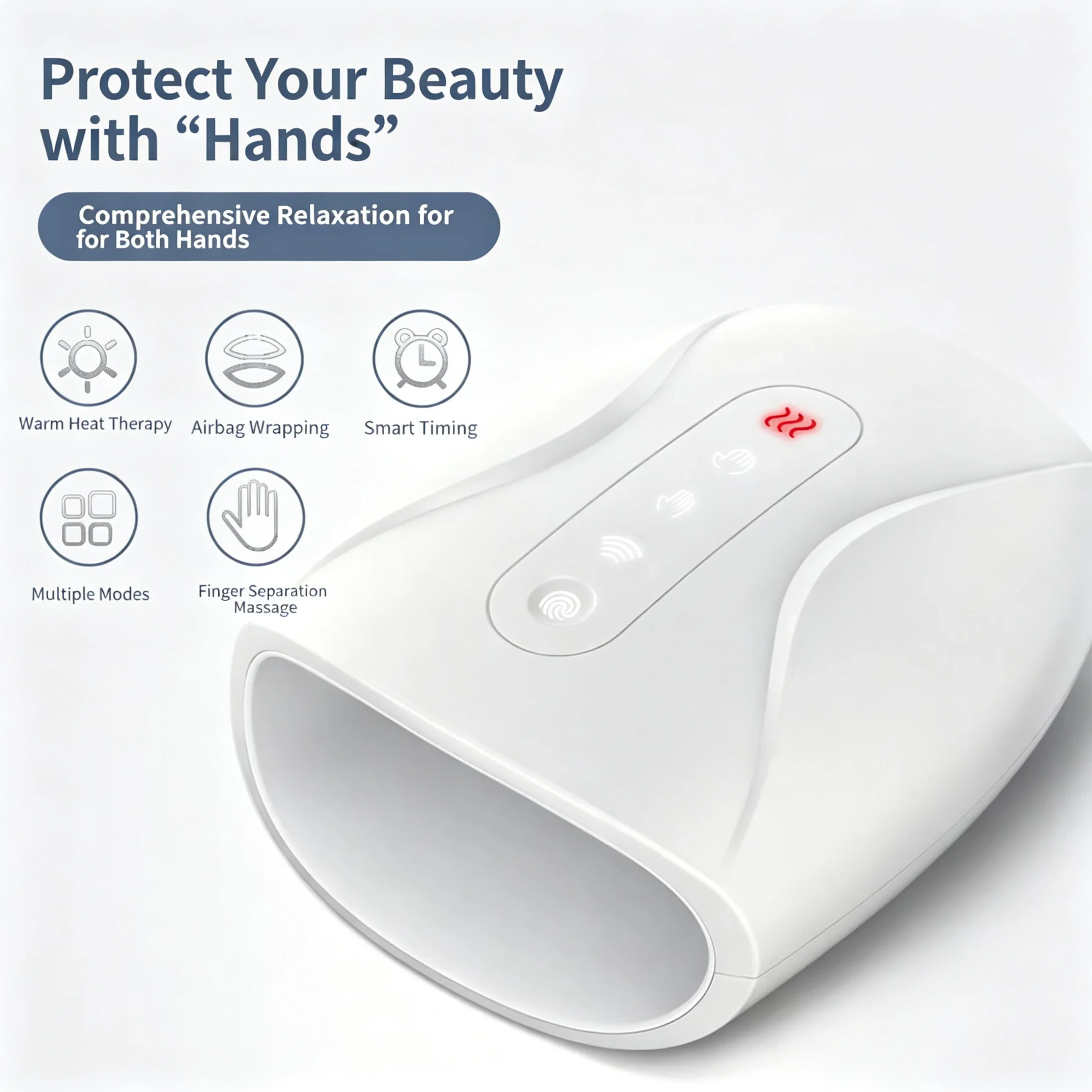 

Wireless Hand Massager Air Pressure Hot Compress Smart Timing Palm Finger Acupoint Beauty Massager for Women