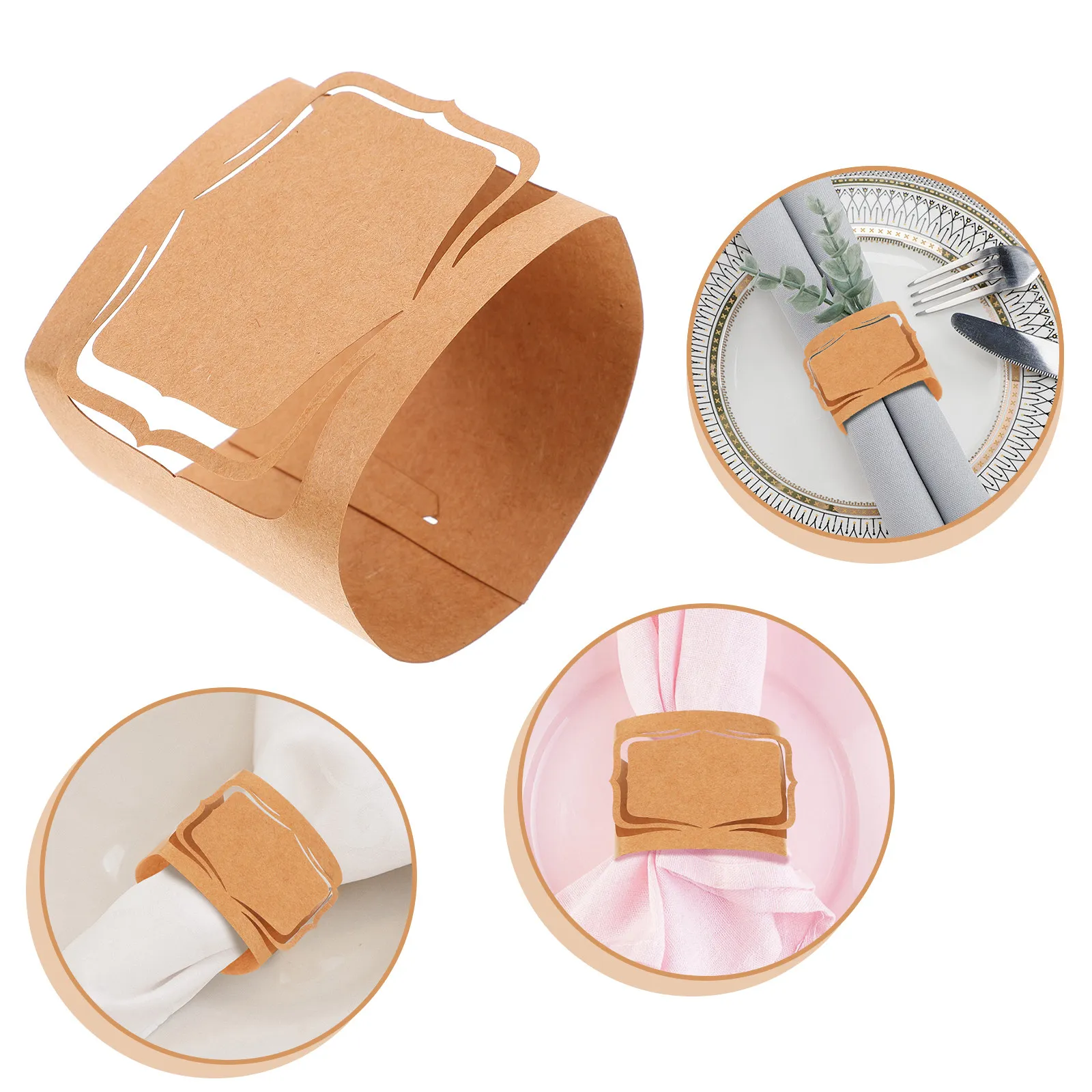 25pcs Rustic Napkin Rings for Wedding, Cloth Napkin Holders for Dining Table, Banquet, Bar & Restaurant Decor