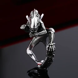 Unique Vintage 316L Stainless Steel Alien Predator Ring For Men Women Gothic Punk Skull Rings Cool Fashion Jewelry Dropshipping