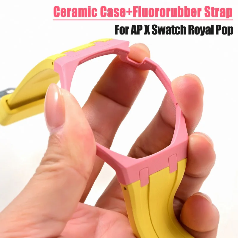 ceramic-case-fluororubber-watch-strap-modification-kit-for-swatch-x-ap-royal-pop-pocket-watchband-pocket-changer-to-wristwatch