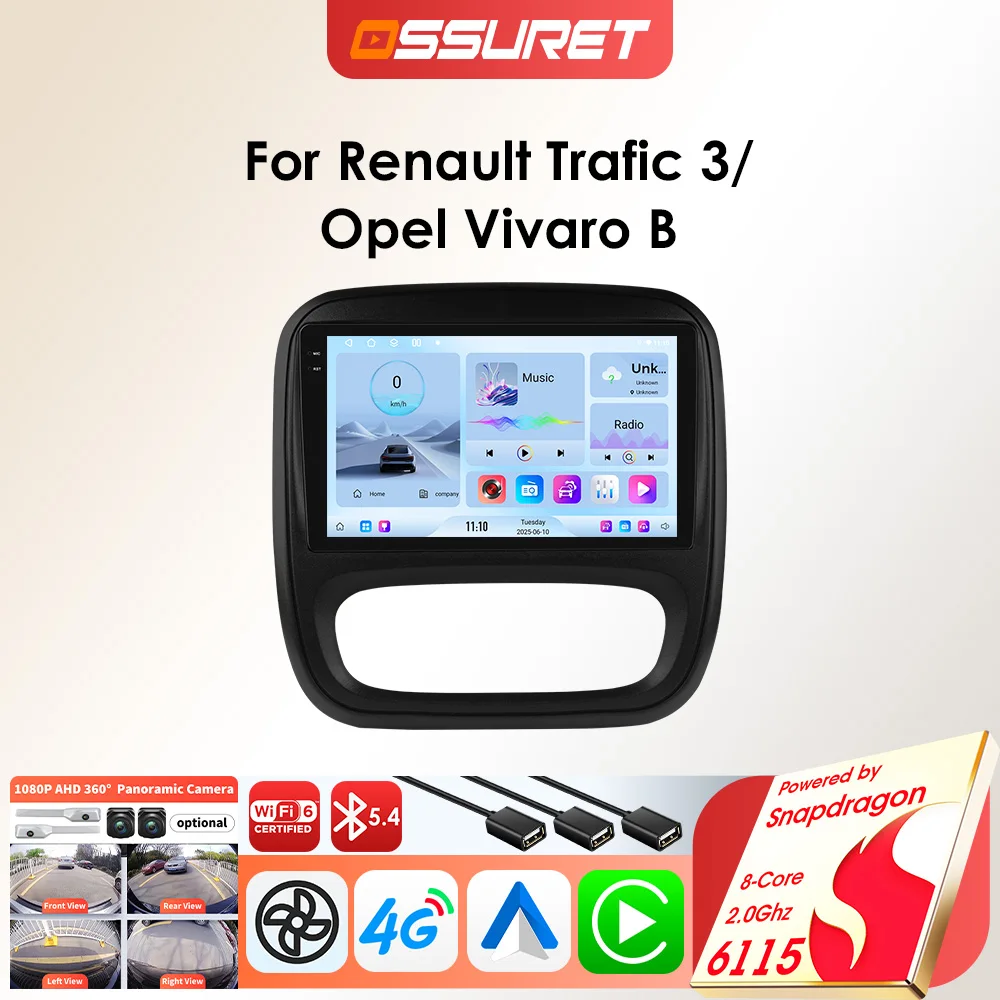 Android-Autoradio für Renault Trafic 3 2014–2021 für Opel Vivaro B X82 Auto-Multimedia-Player 8-Kern-Autoradio von Snapdragon 6115