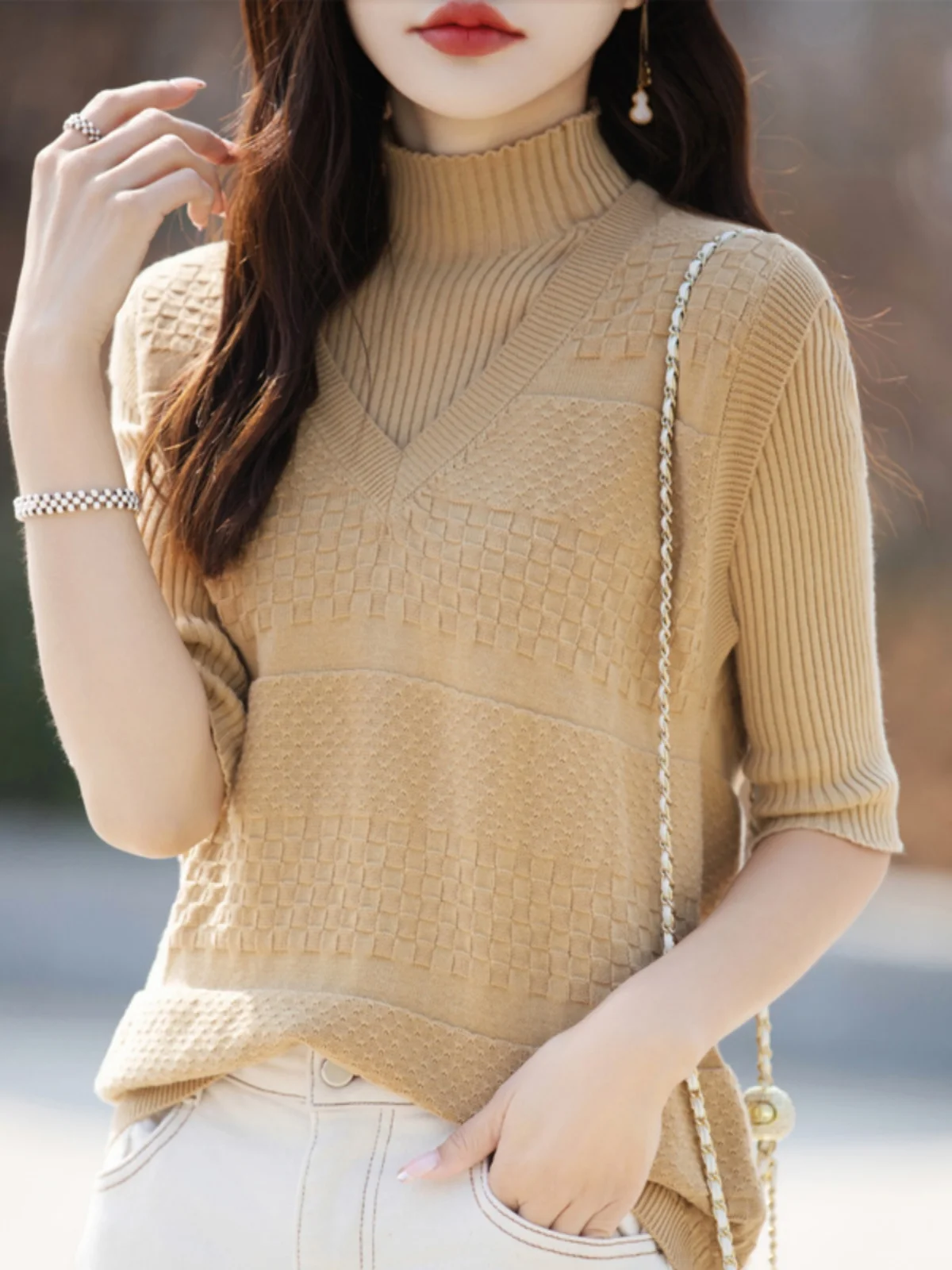 Frühling Sommer Neue Sle Lose frauen Gestrickte Weste Reine Baumwolle Tead V-Ne Svel Oberbekleidung oulder Pad Top Layered weste