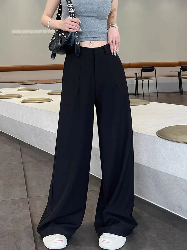 

Plus Size Bla Wide Leg Suit Pants Women's Spring Autumn New Sle plus Size Pear ape Small Figure Low Waist Flared Long Trousers