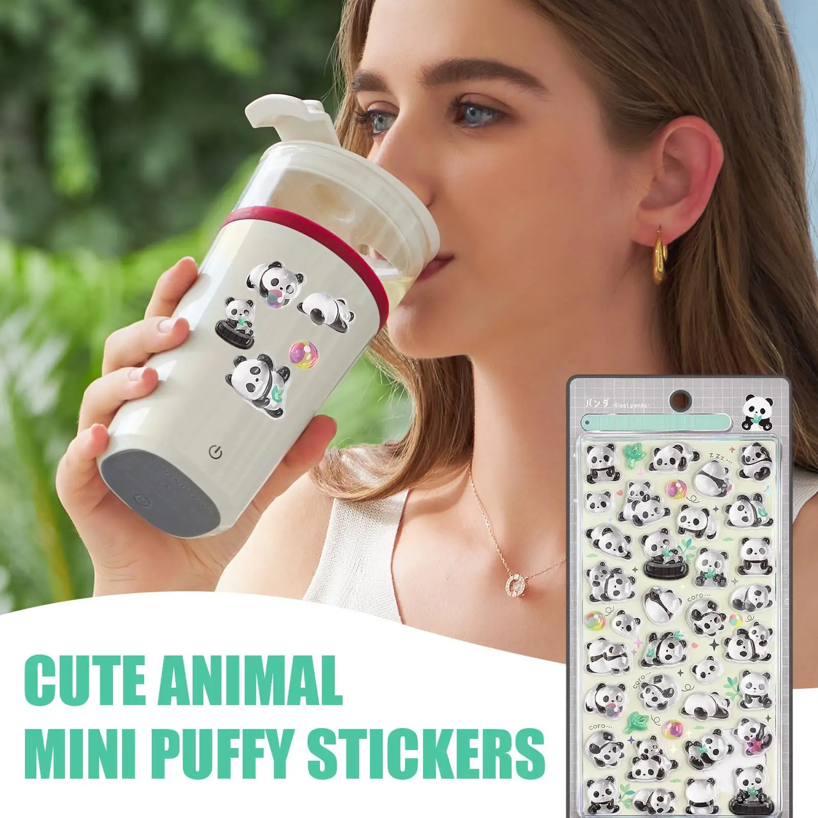 Pegatinas de Panda 3D adhesivo fuerte, pegatinas artesanales de Panda en relieve 3D pequeñas y bonitas para funda de teléfono, tarjetas para álbumes de recortes y diarios