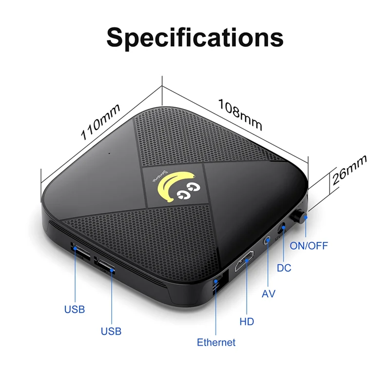 HFES Banana TV X2 TV Box 2GB + 8GB Android 14 BT5.0 4K UHD S905L3 2.4G/5G Wifi Smart TV Box Set-Top Box EU PLUG #6