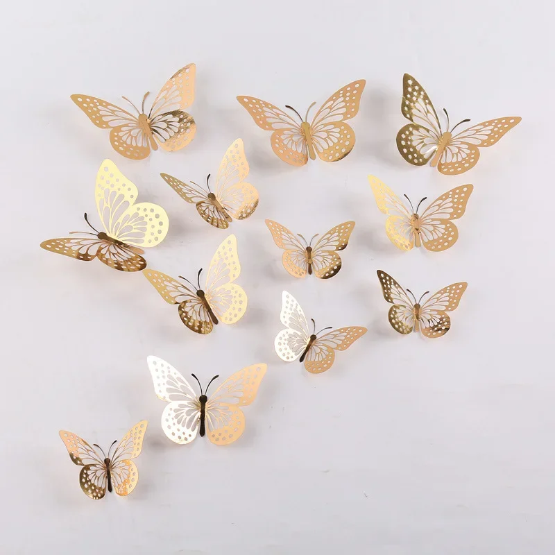 

12pcs Cake Decorations 3D Hollow Butterflies Happy Birthday Cake Toppers for Birthday Cakes Dessert Baby Shower Decor Butterfly